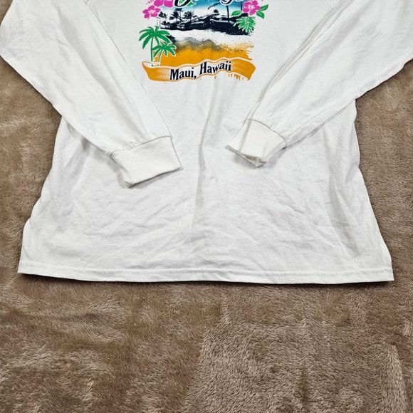 Kahana Village Maui Hawaii White T-Shirt Men's Size M Port & Company Long Sleeve - Picture 8 of 10